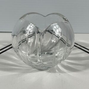 Illusions 24% Full Lead Crystal Bowl Handcrafted Slovenia Frosted Swirl 4x3